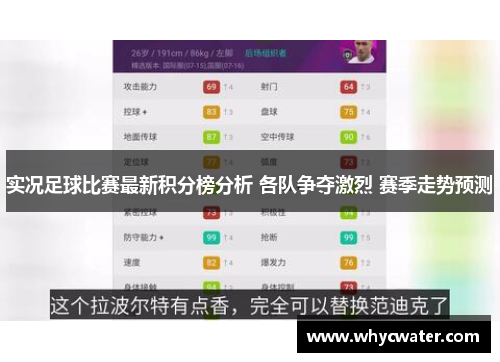 实况足球比赛最新积分榜分析 各队争夺激烈 赛季走势预测